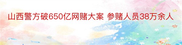 山西警方破650亿网赌大案 参赌人员38万余人