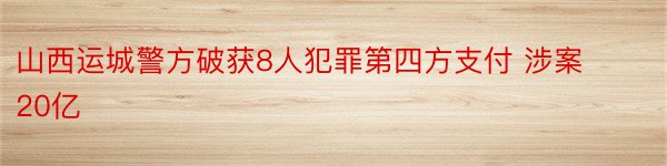 山西运城警方破获8人犯罪第四方支付 涉案20亿