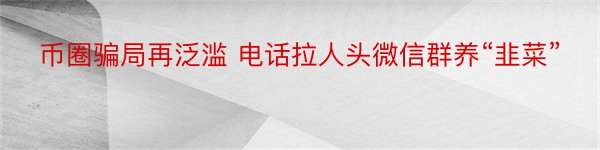 币圈骗局再泛滥 电话拉人头微信群养“韭菜”