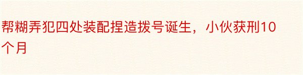 帮糊弄犯四处装配捏造拨号诞生，小伙获刑10个月