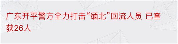 广东开平警方全力打击“缅北”回流人员 已查获26人