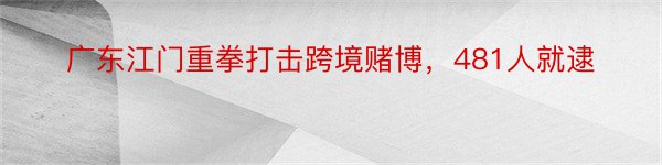 广东江门重拳打击跨境赌博，481人就逮