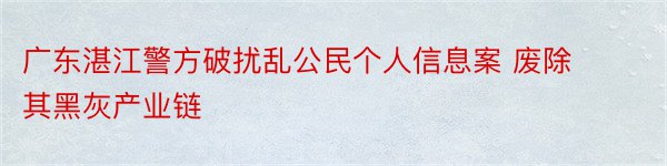 广东湛江警方破扰乱公民个人信息案 废除其黑灰产业链