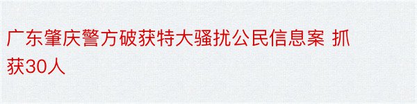 广东肇庆警方破获特大骚扰公民信息案 抓获30人