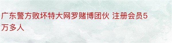 广东警方败坏特大网罗赌博团伙 注册会员5万多人