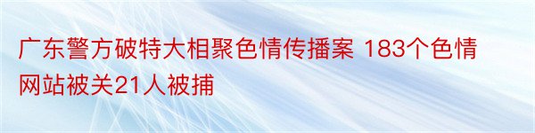 广东警方破特大相聚色情传播案 183个色情网站被关21人被捕