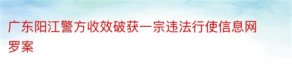 广东阳江警方收效破获一宗违法行使信息网罗案