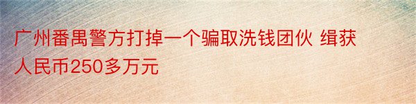 广州番禺警方打掉一个骗取洗钱团伙 缉获人民币250多万元