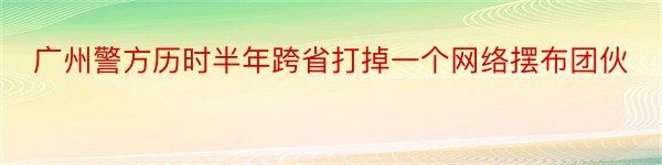 广州警方历时半年跨省打掉一个网络摆布团伙