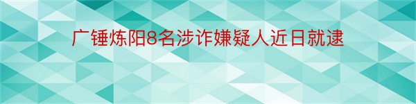 广锤炼阳8名涉诈嫌疑人近日就逮