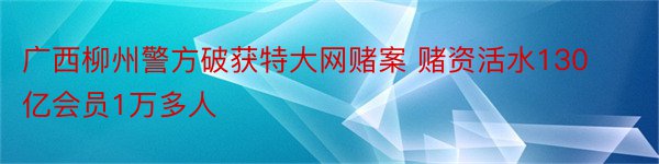 广西柳州警方破获特大网赌案 赌资活水130亿会员1万多人