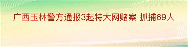 广西玉林警方通报3起特大网赌案 抓捕69人