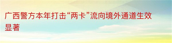 广西警方本年打击“两卡”流向境外通道生效显著