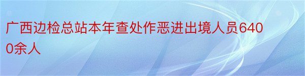 广西边检总站本年查处作恶进出境人员6400余人