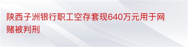 陕西子洲银行职工空存套现640万元用于网赌被判刑