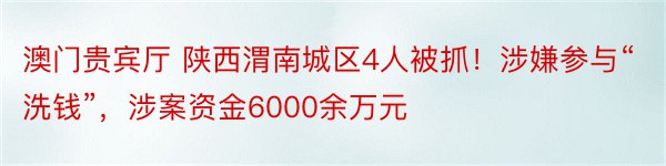 澳门贵宾厅 陕西渭南城区4人被抓！涉嫌参与“洗钱”，涉案资金6000余万元