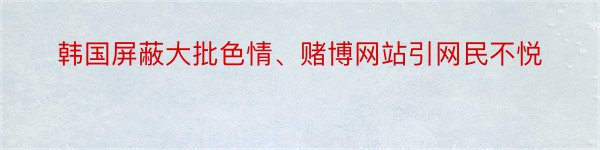 韩国屏蔽大批色情、赌博网站引网民不悦