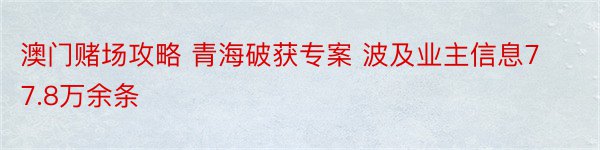 澳门赌场攻略 青海破获专案 波及业主信息77.8万余条