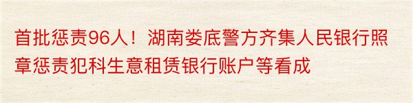 首批惩责96人！湖南娄底警方齐集人民银行照章惩责犯科生意租赁银行账户等看成