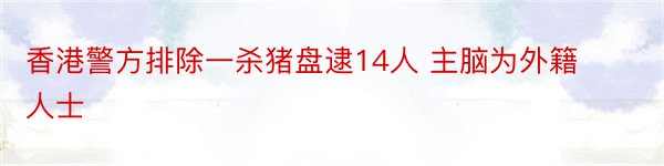 香港警方排除一杀猪盘逮14人 主脑为外籍人士