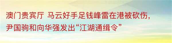 澳门贵宾厅 马云好手足钱峰雷在港被砍伤，尹国驹和向华强发出“江湖通缉令”