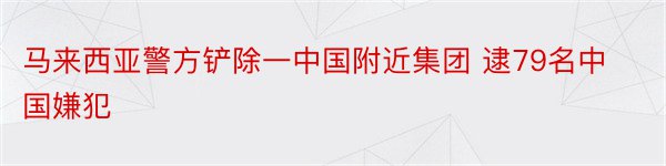 马来西亚警方铲除一中国附近集团 逮79名中国嫌犯