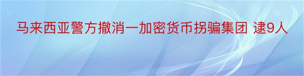 马来西亚警方撤消一加密货币拐骗集团 逮9人