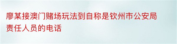 廖某接澳门赌场玩法到自称是钦州市公安局责任人员的电话