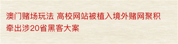 澳门赌场玩法 高校网站被植入境外赌网聚积牵出涉20省黑客大案