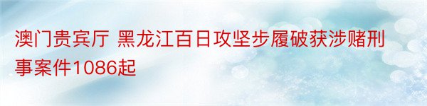 澳门贵宾厅 黑龙江百日攻坚步履破获涉赌刑事案件1086起