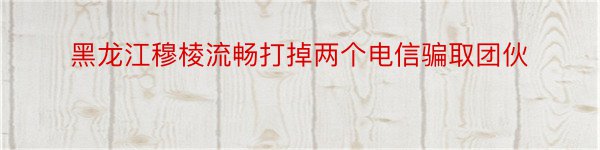 黑龙江穆棱流畅打掉两个电信骗取团伙