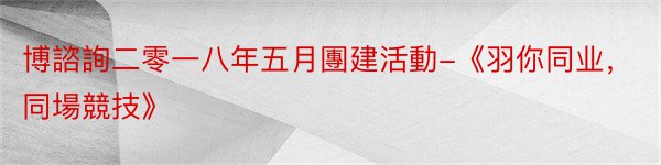 博諮詢二零一八年五月團建活動-《羽你同业，同場競技》